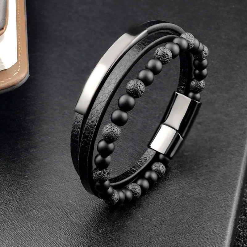 2020 Bohemian Charm Bracelet Bangle Leather Beaded Mens Chakra Tiger Eye Bracelet For Men Women Stainless Accessories Braclet