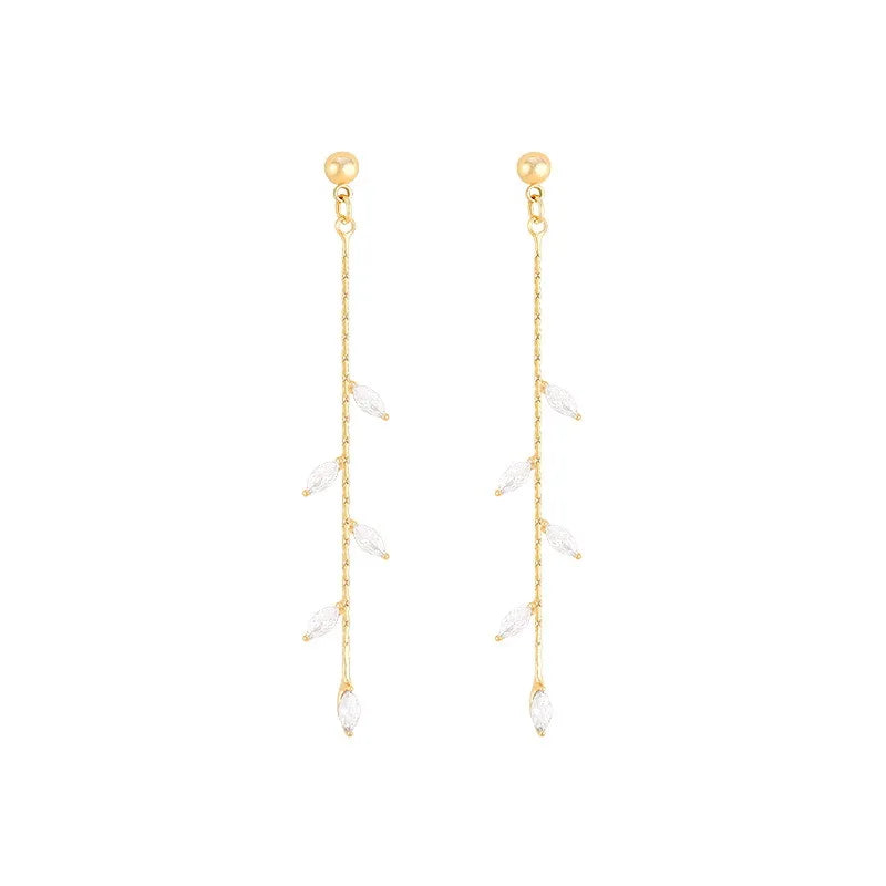 Luxury Fashion Gold Plated Leaf Earrings Exquisite Mini Set Cubic Zirconia Wedding Jewelry New Noble Pendant Free Shipping