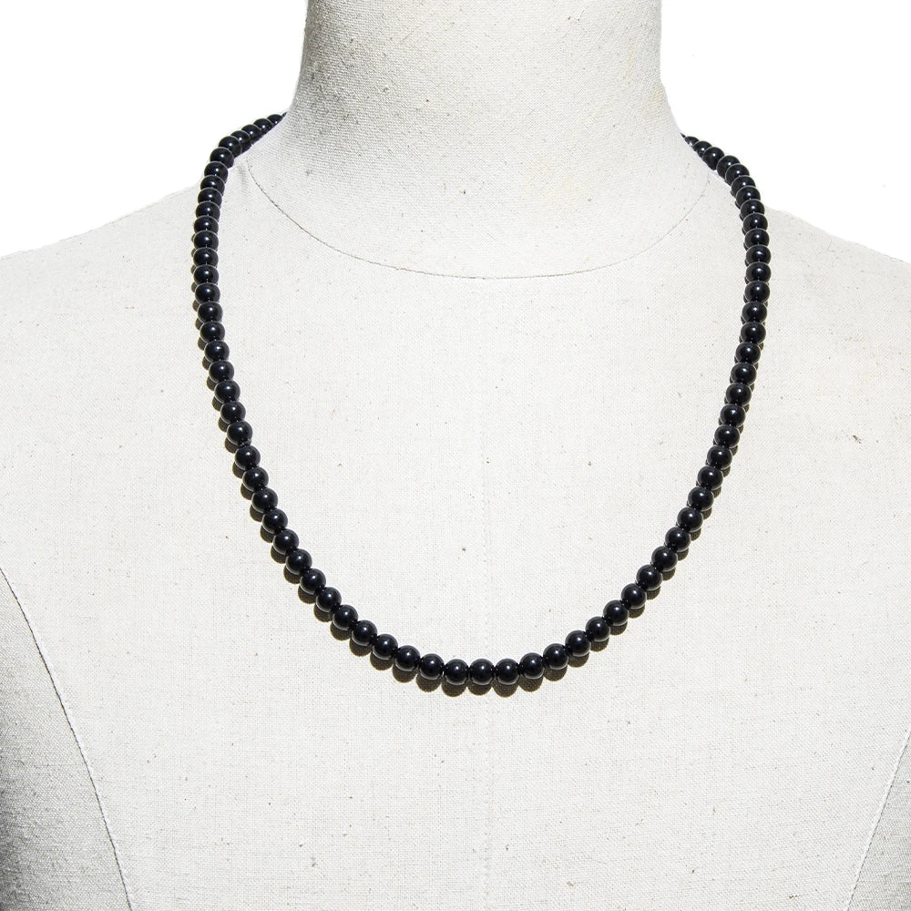 8mm Black Onyx Bead Necklace 10mm Bracelet Set Men and Women Beaded Choker Long Necklace Jewelry