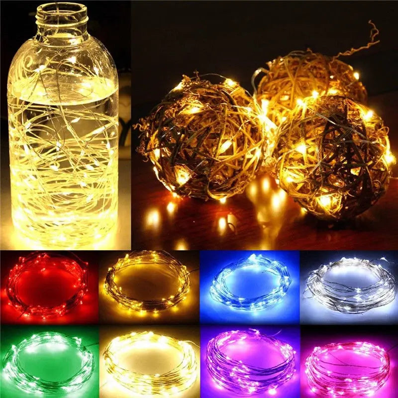 10Meter 2M 3M 5M Copper Wire LED String lights Holiday lighting Fairy Garland For Christmas Tree Wedding Party Decoration